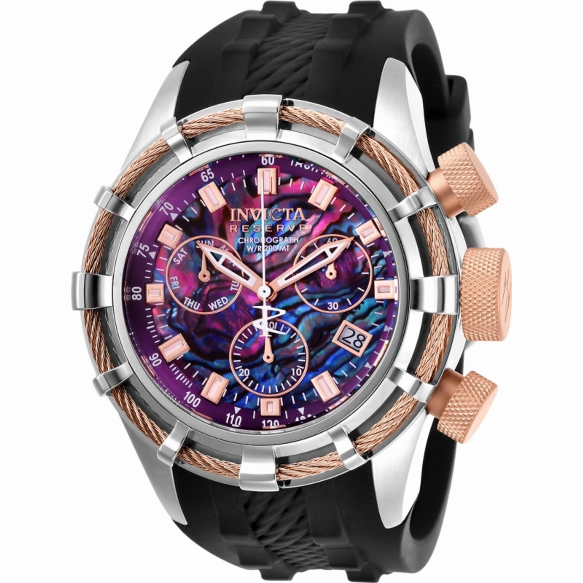 Invicta Men's Watch - Reserve Chronograph Purple Abalone Dial Black Strap | 26194