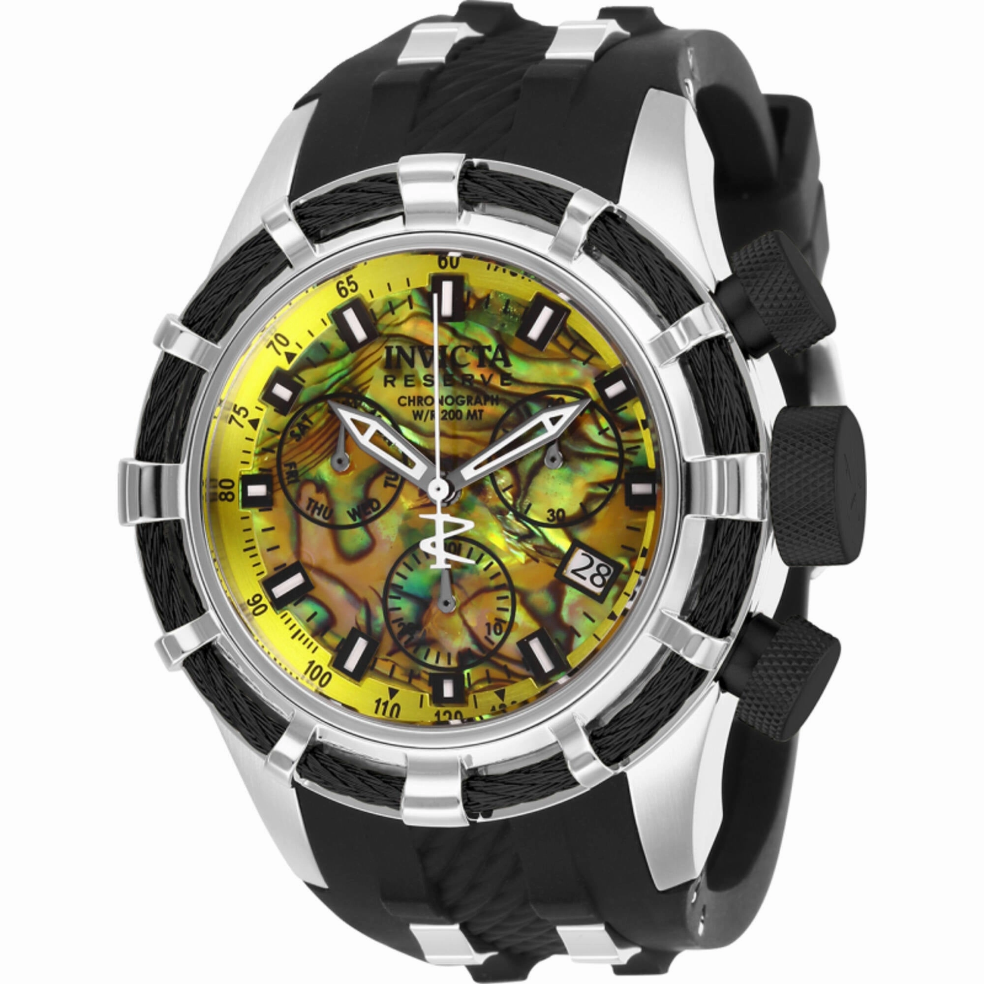 Invicta Men's Watch - Reserve Chronograph Yellow Abalone Dial Black Strap | 27312