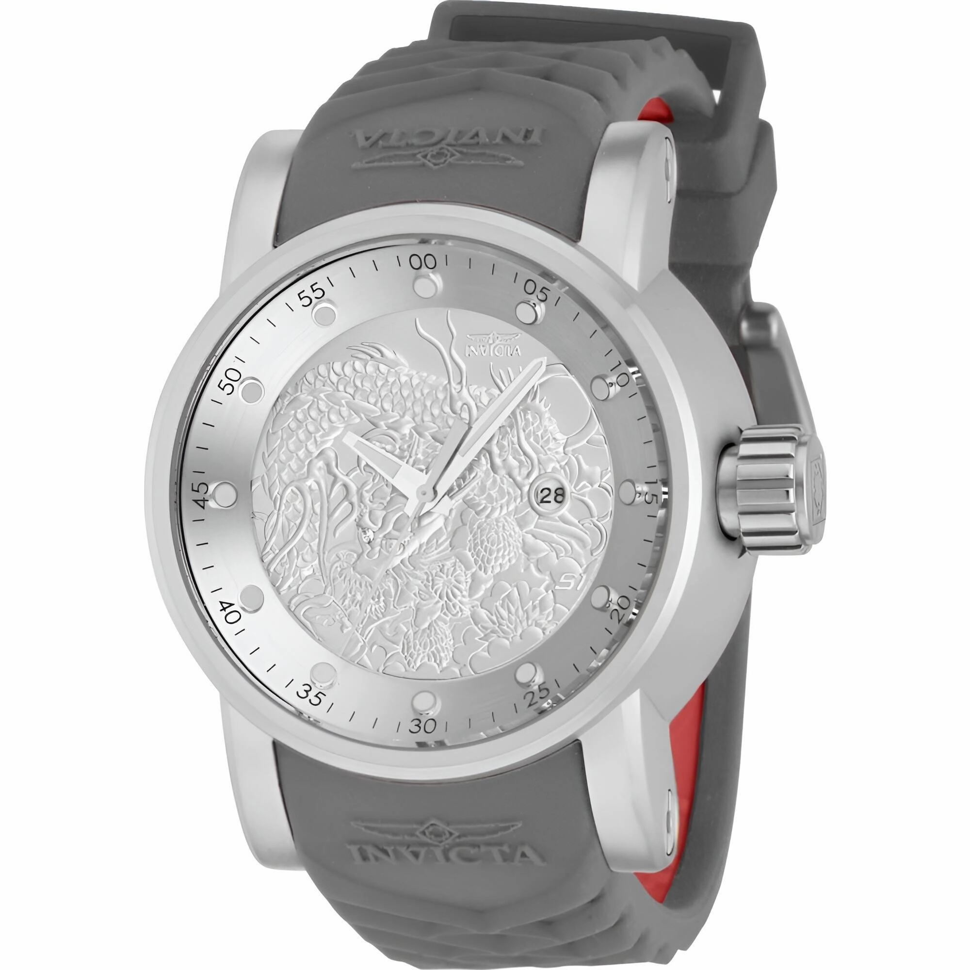 Invicta Men's Watch - S1 Rally Silver Dial Red and Grey Silicone Strap Date | 41406