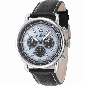 Invicta Men's Watch - Speedway Chronograph Blue Dial Black Leather Strap | 47364