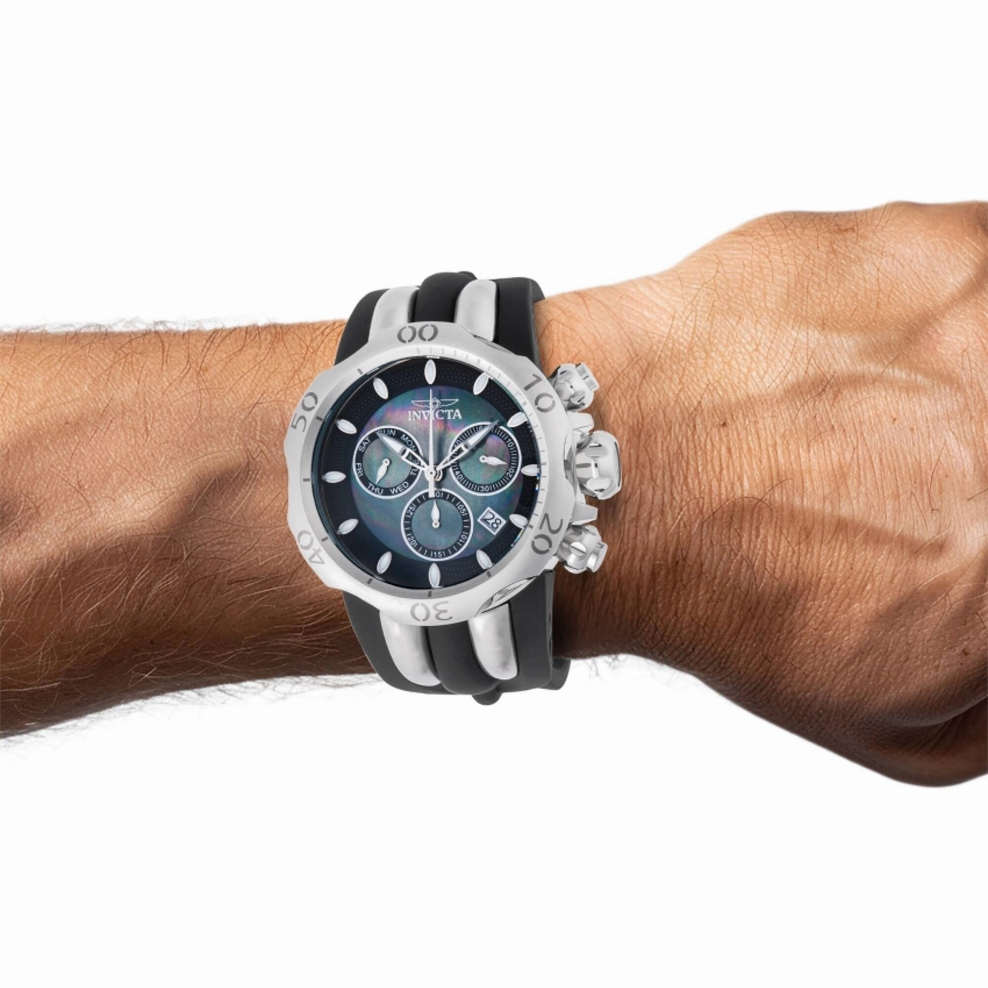 Invicta Men's Watch - Venom Quartz Black Mother of Pearl Dial Silicone Strap | 46465