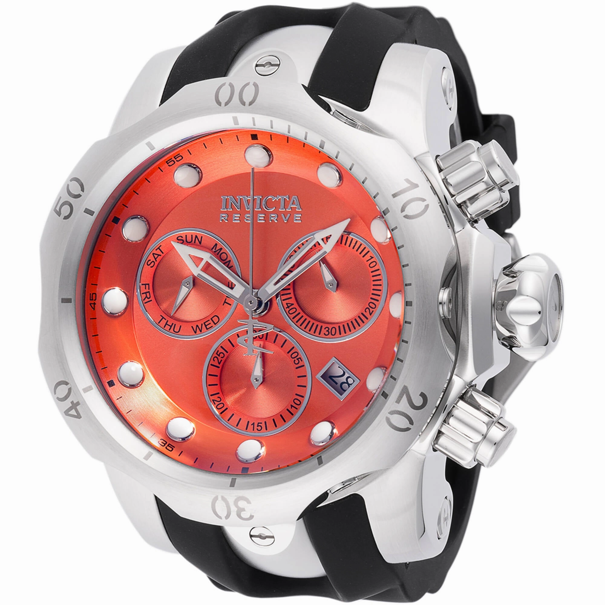 Invicta Men's Watch - Venom Quartz Rotating Bezel Orange Dial Silicone Strap | 46459