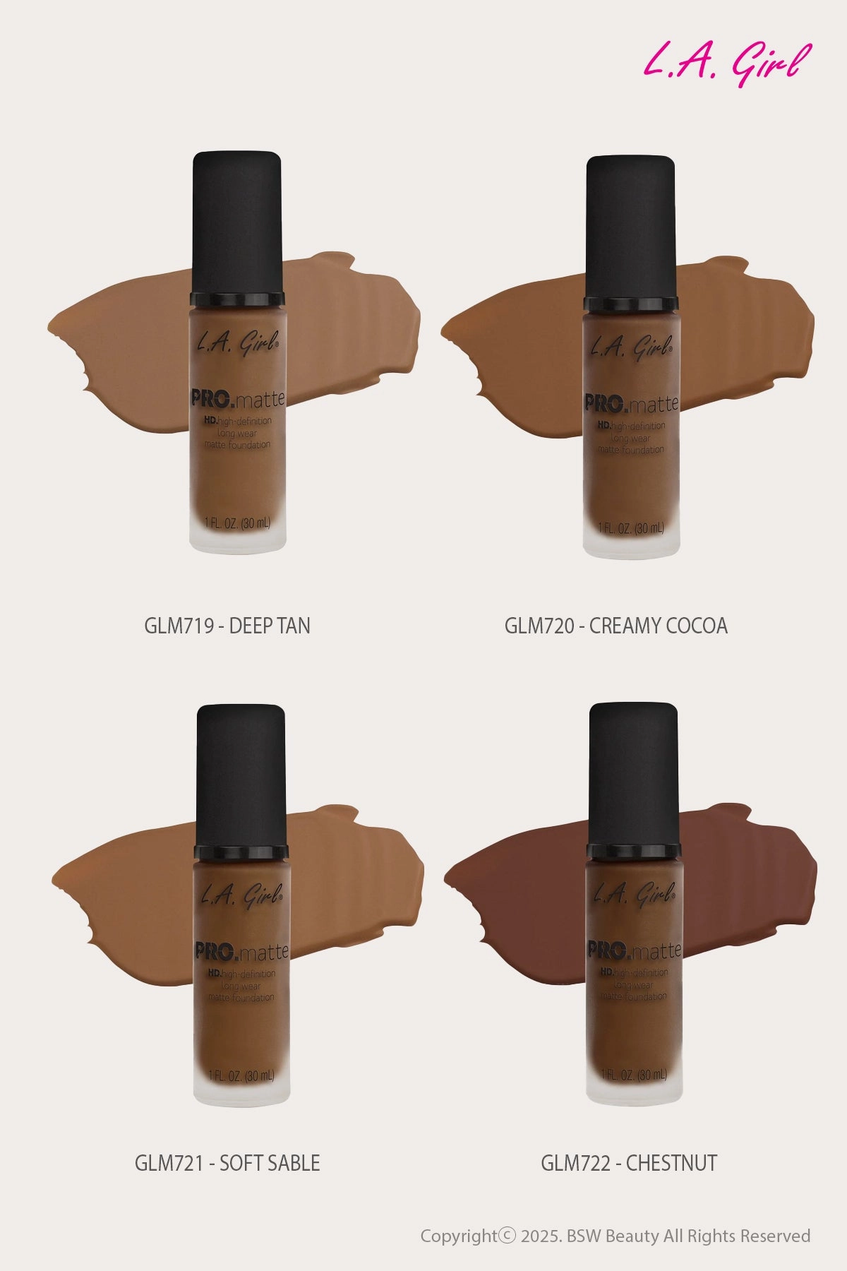 L.A GIRL PRO MATTE FOUNDATION 1oz
