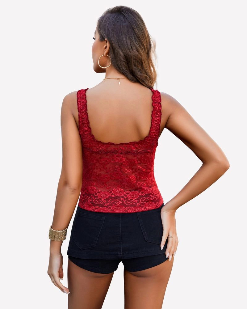 Lace Tops Mesh Crop Tank Tops