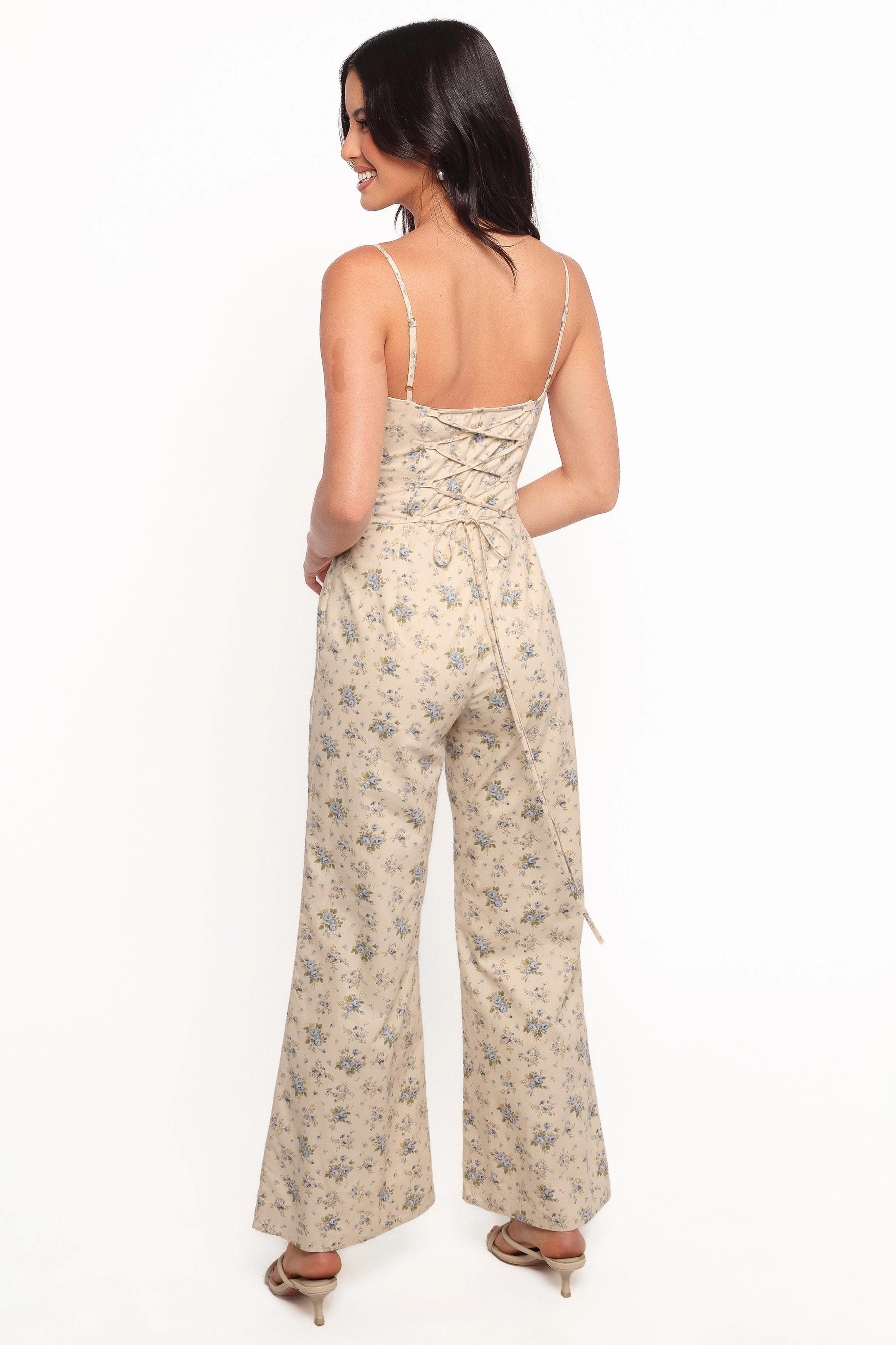 Lemie Corset Jumpsuit - Blue Floral
