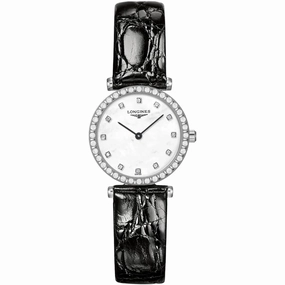 Longines Women's Watch - La Grande Classique MOP Dial Black Leather Strap | L43410802