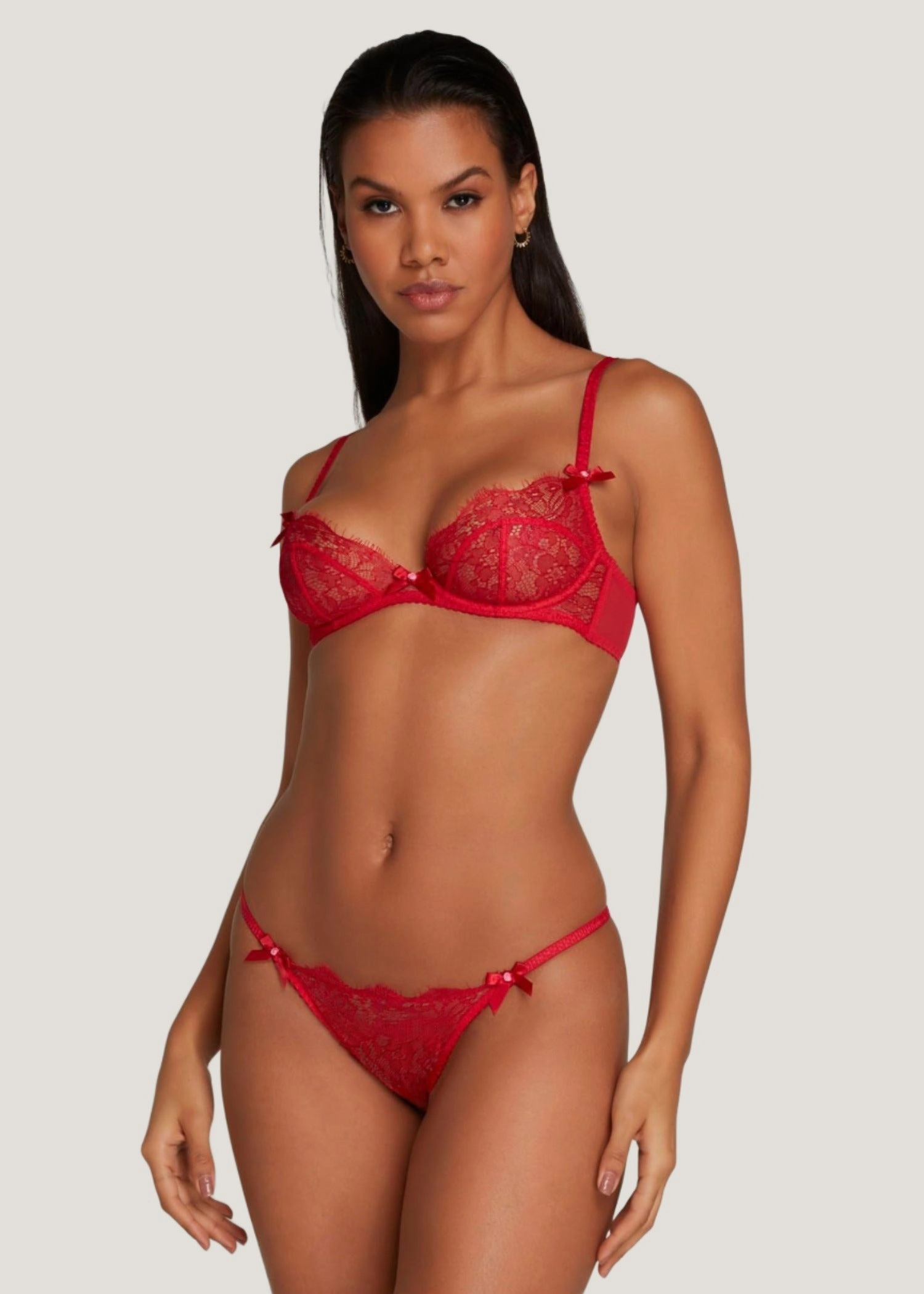 Lorna Lace Plunge Bra (Red)