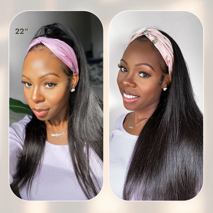 Luvme Too Easy Texture™ Wig Yaki Straight Glueless Headband Wig Flexi-Fit Drawstring (Get Free Trendy Headbands)