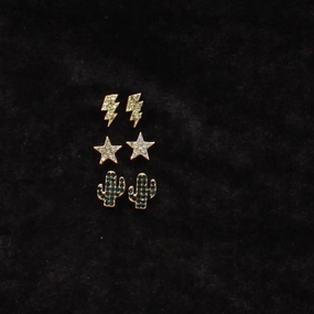 M&F Silver Strike Earrings Cactus Bolt Star Multicolour D460013697