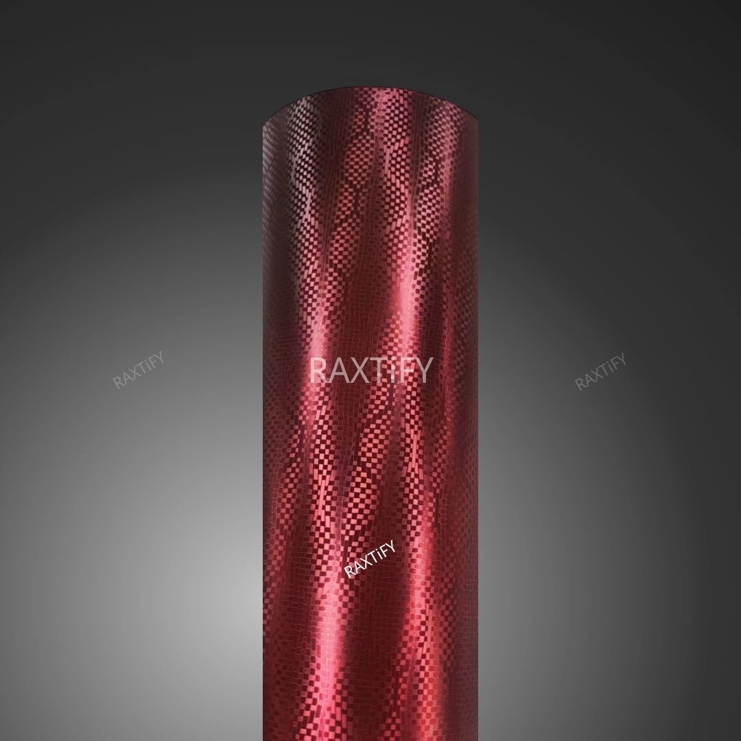 Matte Honeycomb Carbon Fiber Dark Red Vinyl Wrap