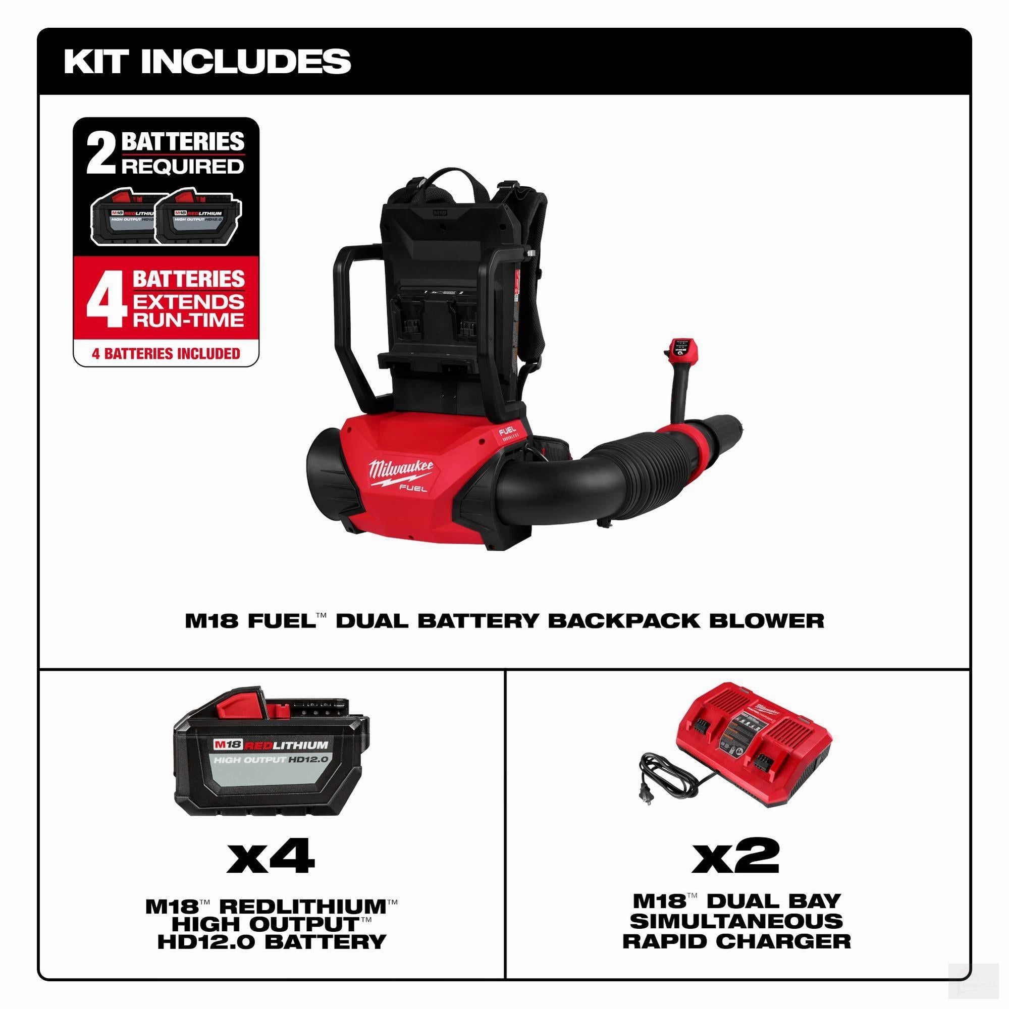 Milwaukee M18 FUEL™ Dual Battery Backpack Blower Kit (3009-24HD)