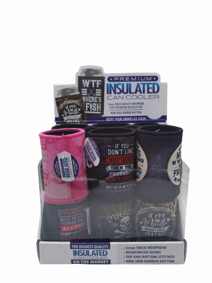 Neoprene Can & Bottle Cooler - 12 Pieces Per Retail Ready Display 23134