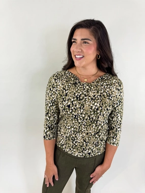 Olive Draped Neck Top