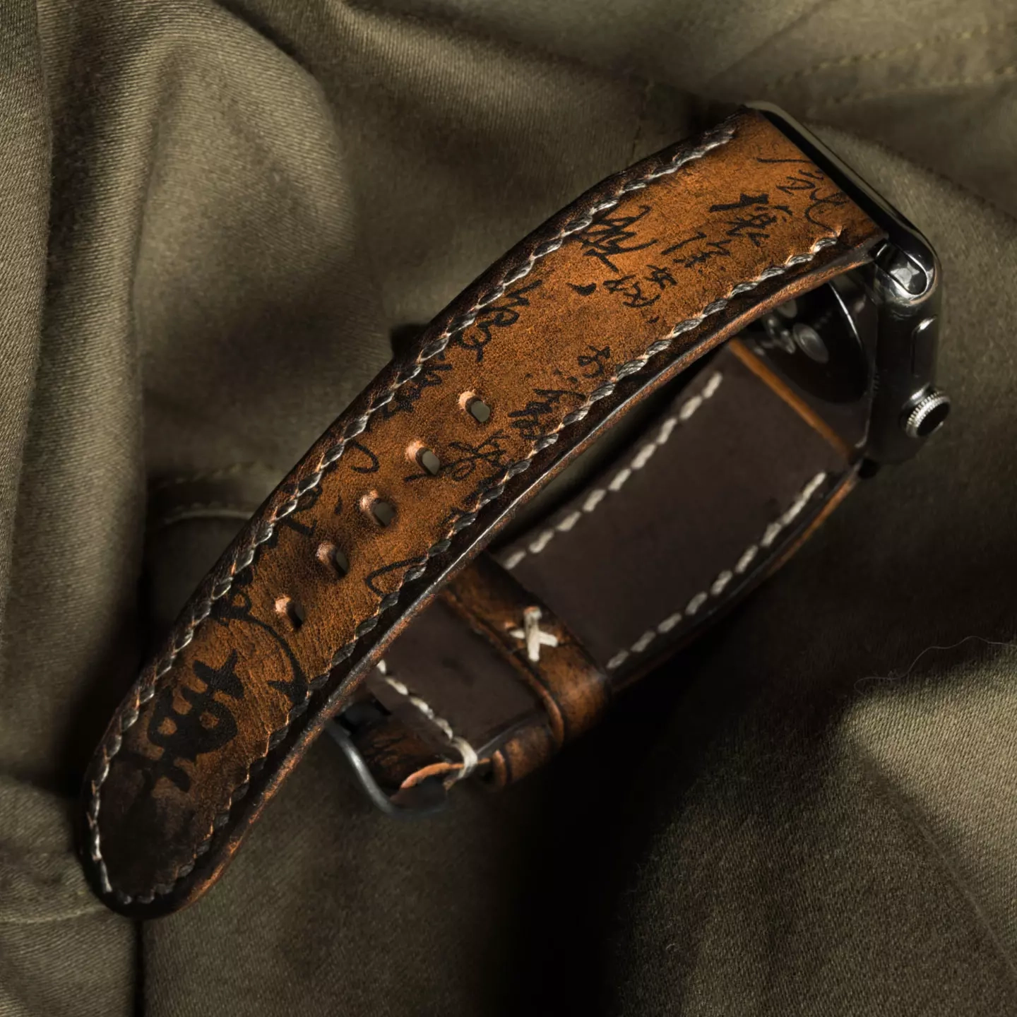 Path of War Calligraphy Handmade Cowhide Leather Strap (for Apple Watch)