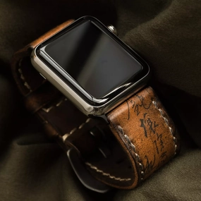 Path of War Calligraphy Handmade Cowhide Leather Strap (for Apple Watch)