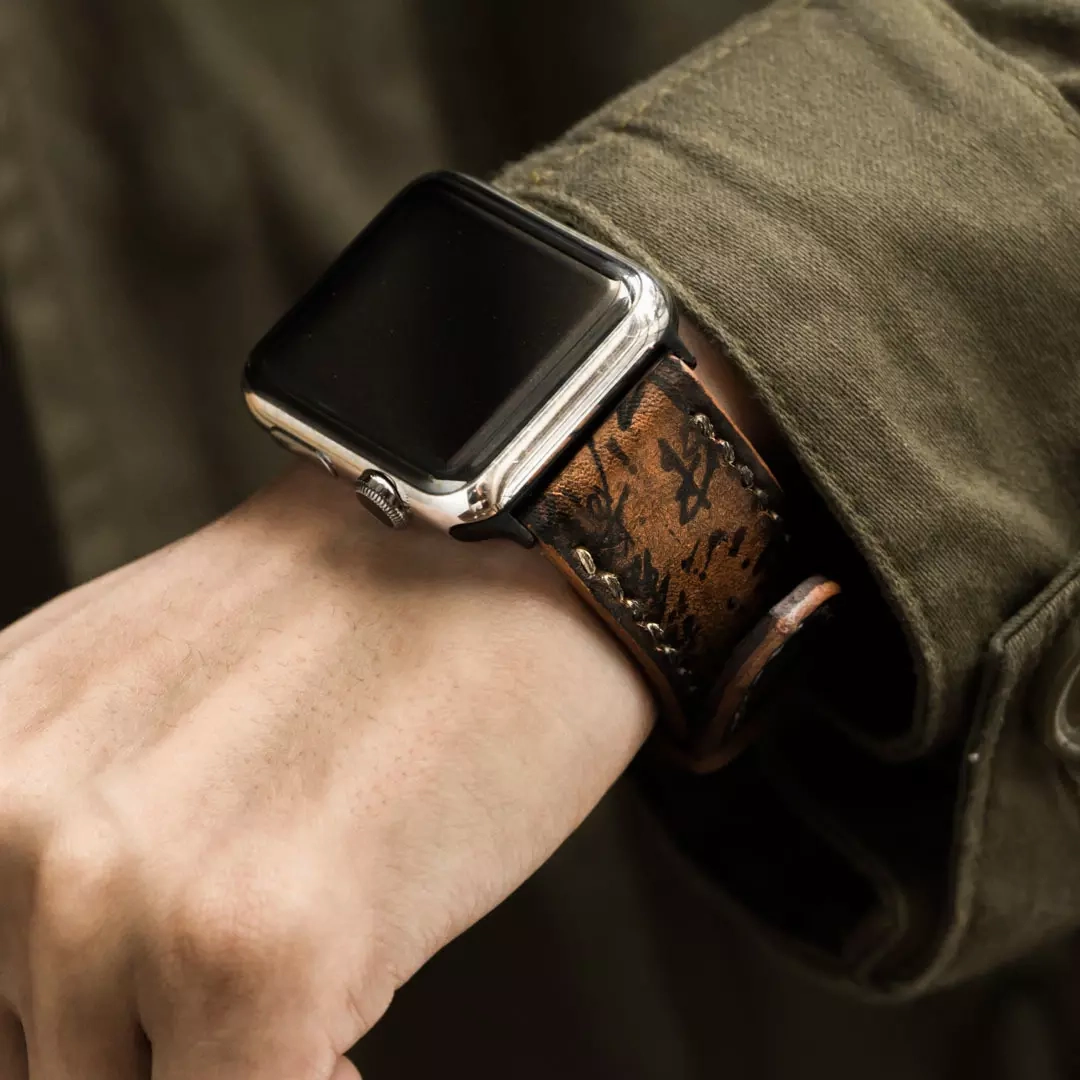 Path of War Calligraphy Handmade Cowhide Leather Strap (for Apple Watch)