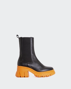 Rico Black Leather Orange Sole