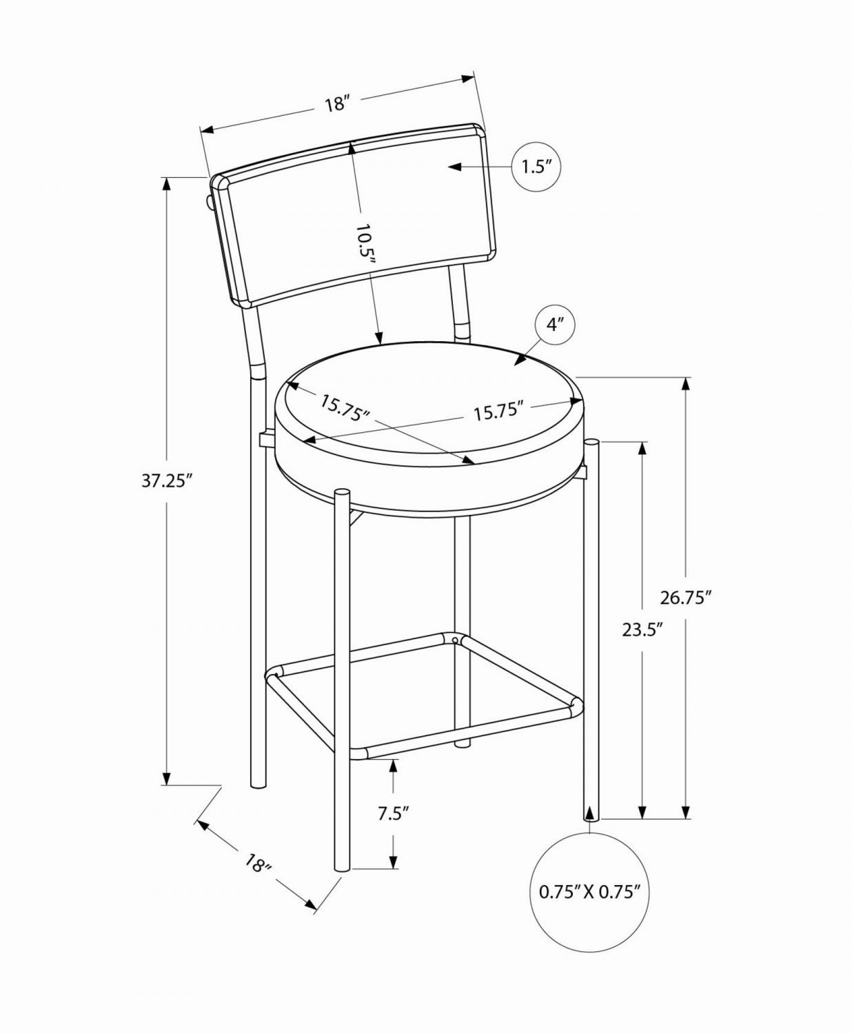 Robson Counter Stool - Grey/Black - Set Of Two