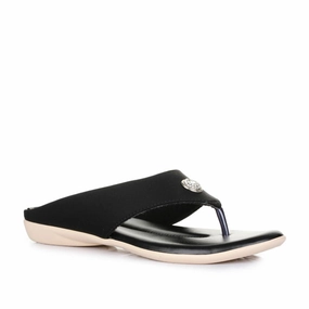 Senorita Casual (Black) Slippers For Women MK-08 By Liberty