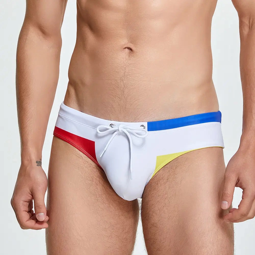 Seobean Men's Color Block Bikini - Low Rise Swim Briefs 230904