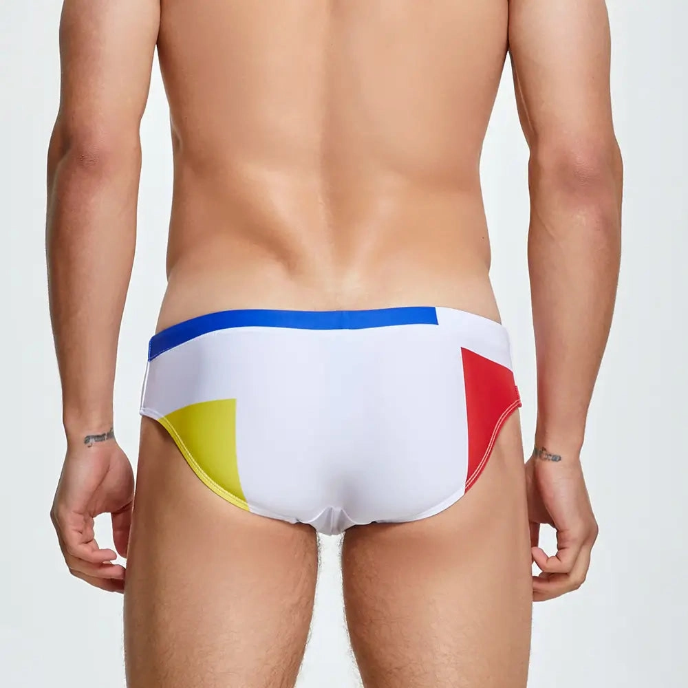 Seobean Men's Color Block Bikini - Low Rise Swim Briefs 230904