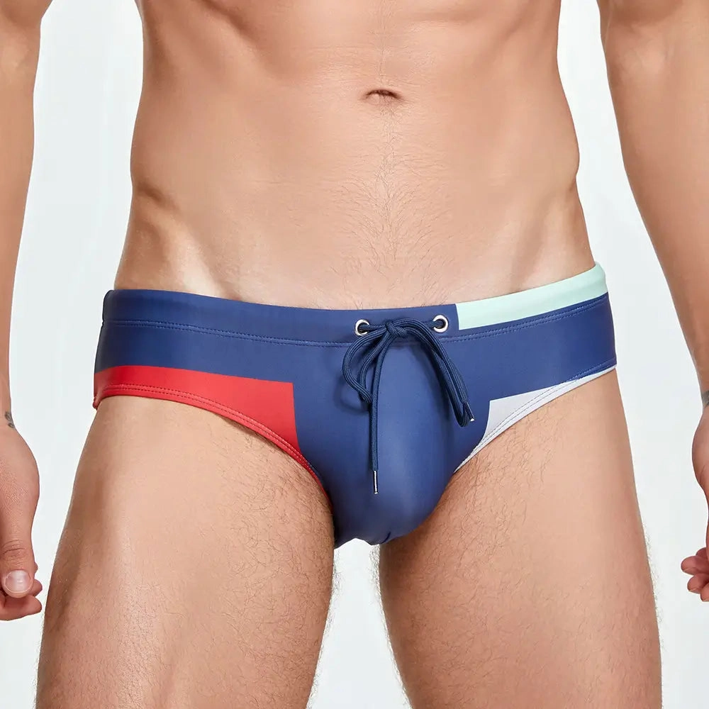 Seobean Men's Color Block Bikini - Low Rise Swim Briefs 230904