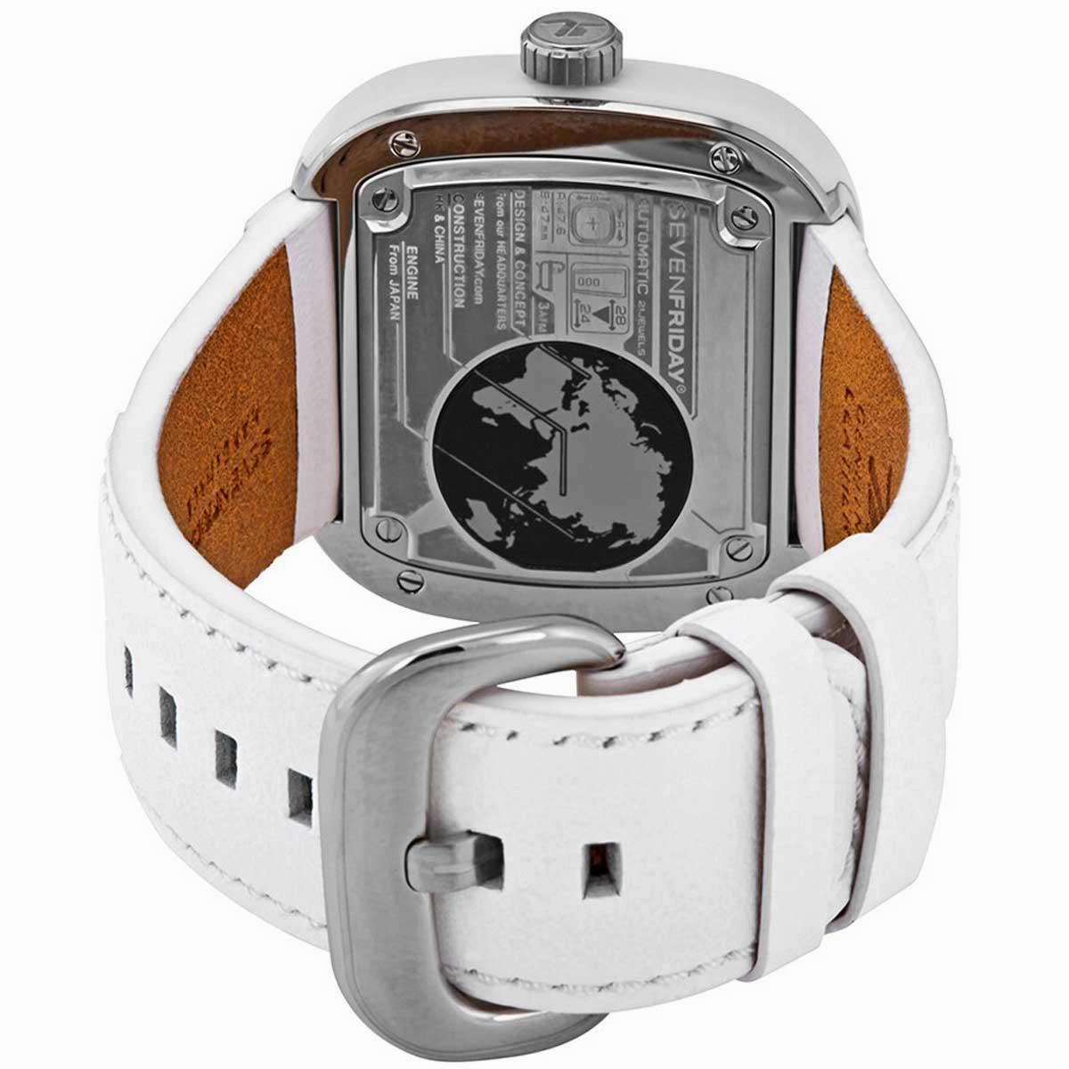 SevenFriday Men's Watch - P-Series Silver Dial White Strap Power Reserve | P1C-01