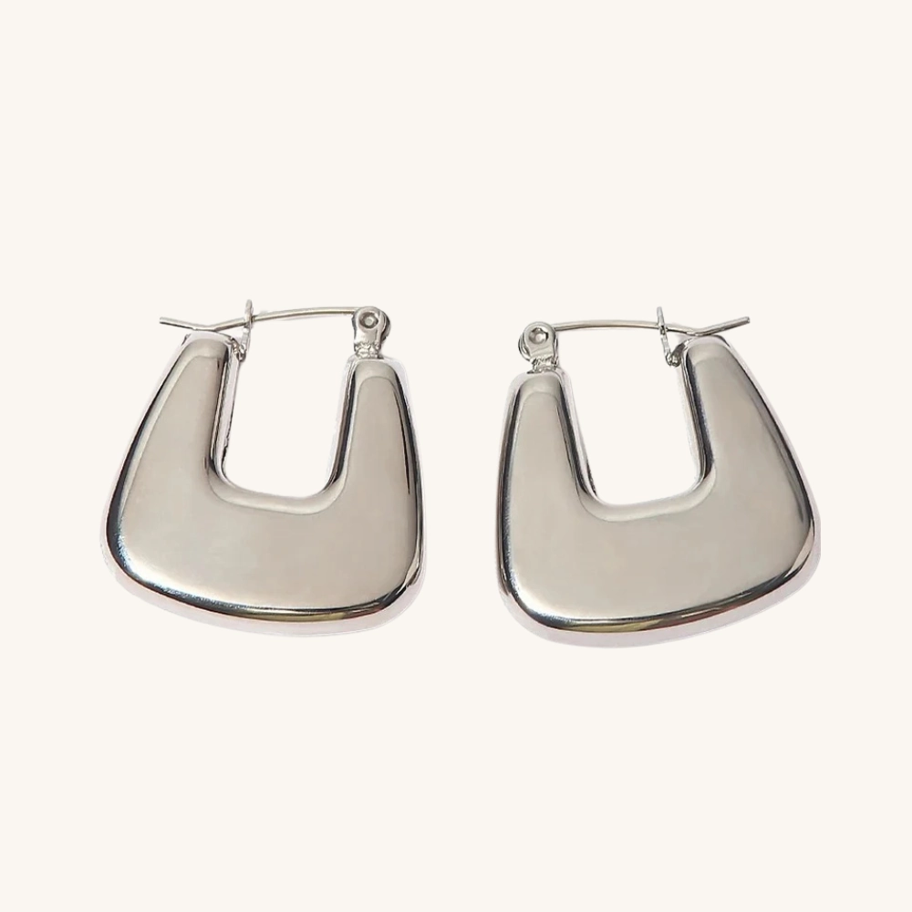 Silver Geometric Hoop Earrings