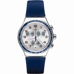 Swatch Men's Watch - Frescoazul Chronograph Matte Navy Blue Rubber Strap | YVS439