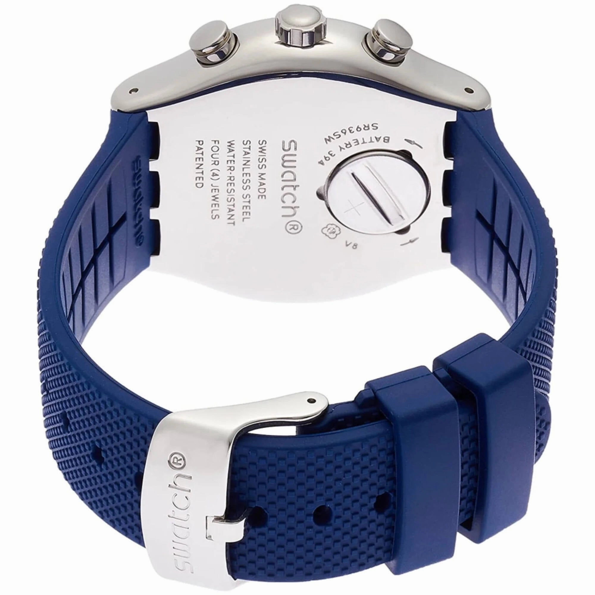 Swatch Men's Watch - Frescoazul Chronograph Matte Navy Blue Rubber Strap | YVS439