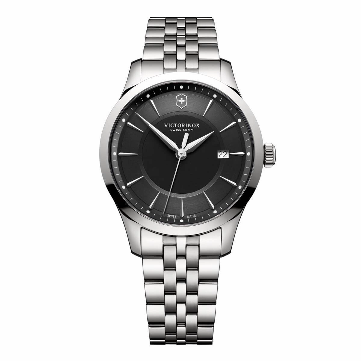 Swiss Army Men's Bracelet Watch - Alliance Black Dial Stainless Steel | 241801