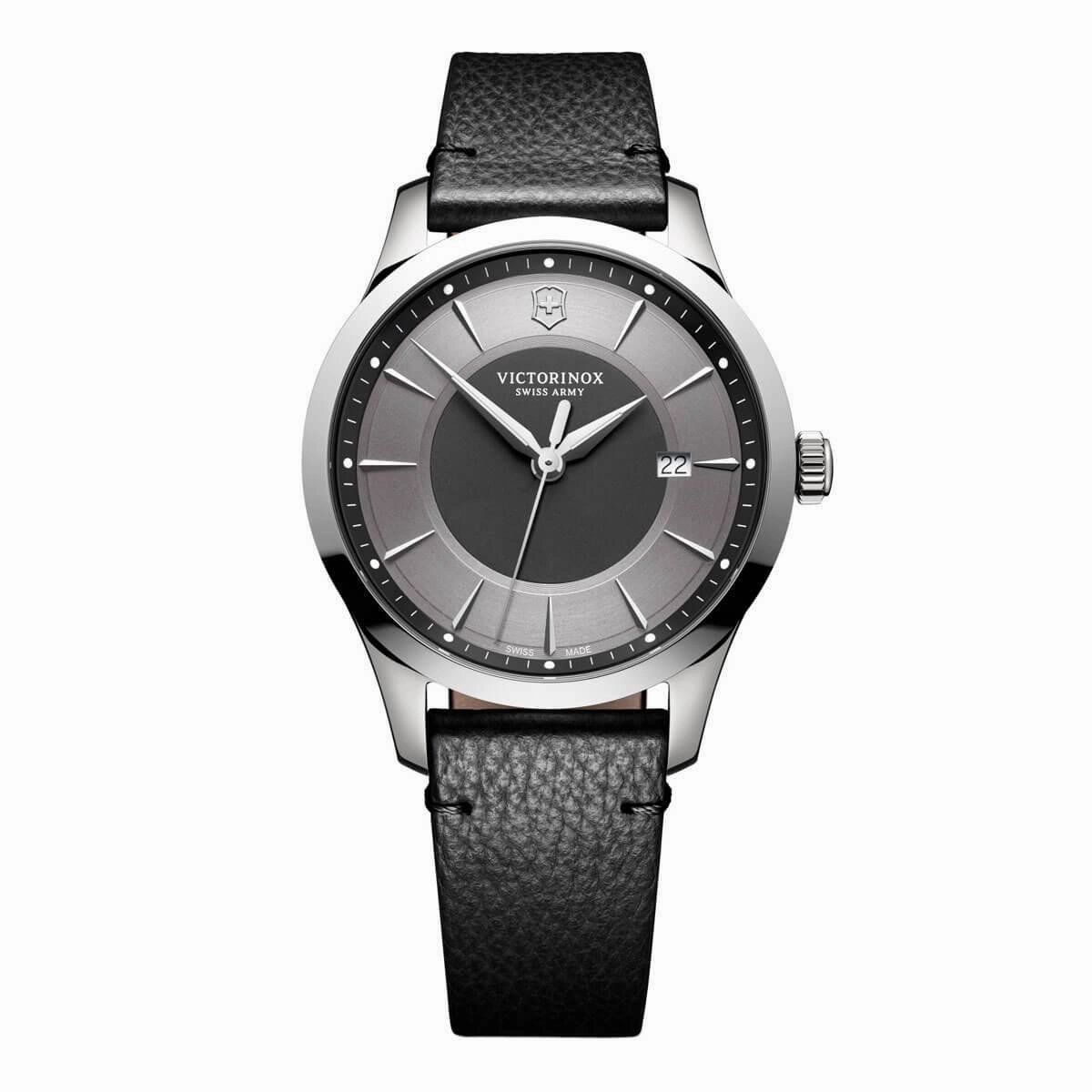 Swiss Army Men's Strap Watch - Alliance Grey & Black Dial Black Leather | 241804