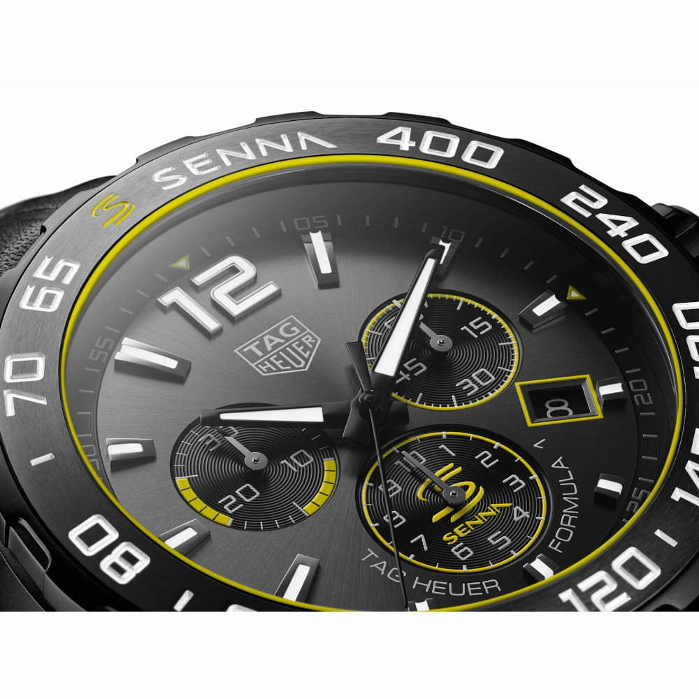 Tag Heuer Formula 1 X Senna Quartz Chronograph 43 mm - Grey/Black Leather