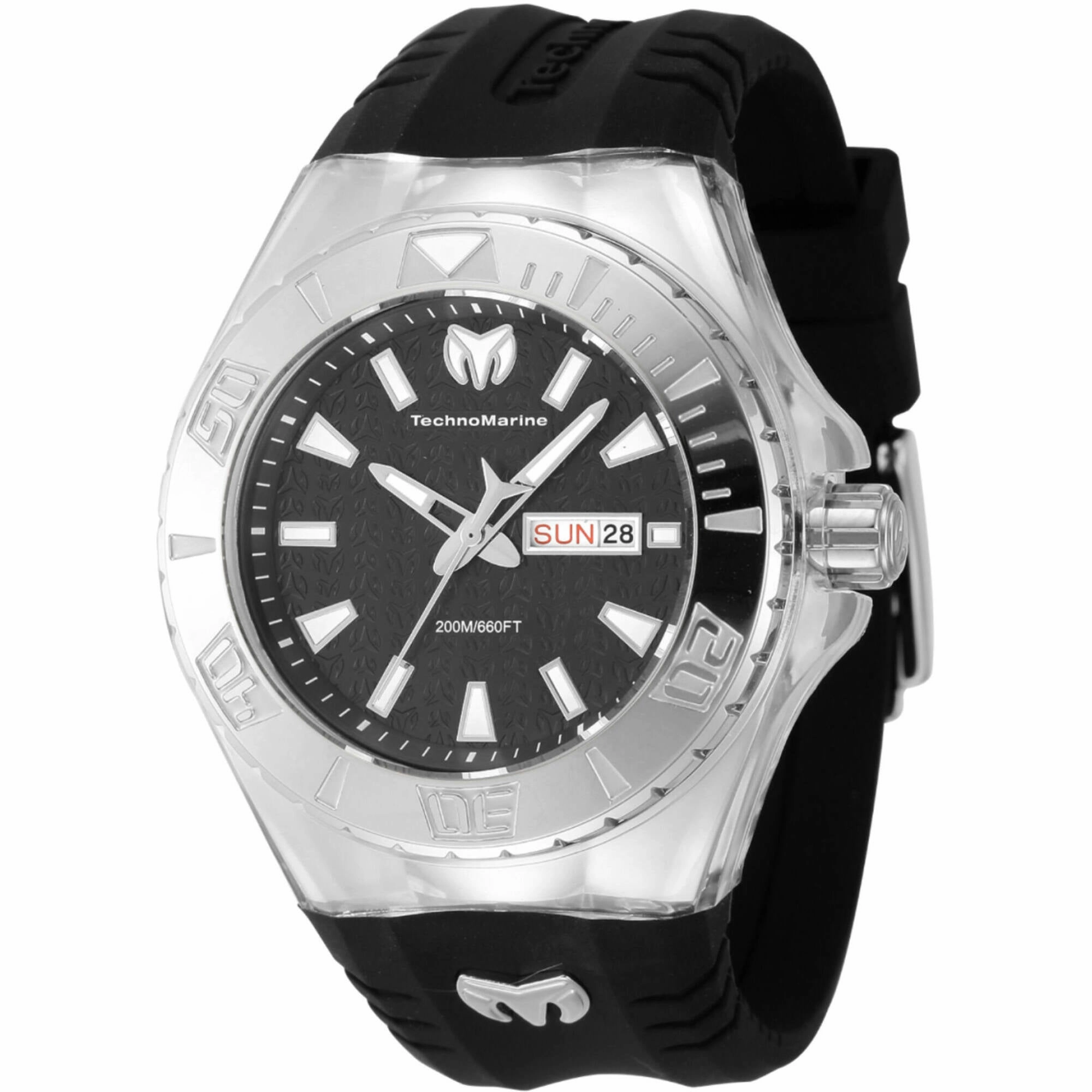 Technomarine Men's Watch - Cruise Monogram  Black Dial Silicone Strap | TM-122006