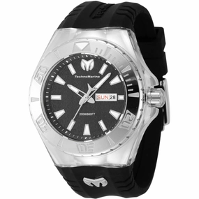 Technomarine Men's Watch - Cruise Monogram  Black Dial Silicone Strap | TM-122006