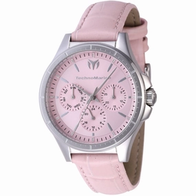 Technomarine Women's Watch - MoonSun Day-Date Pink Dial Leather Strap | TM-822056