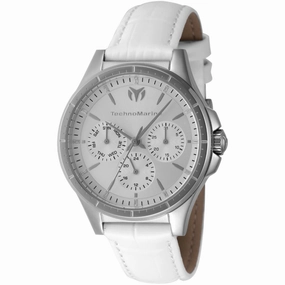 Technomarine Women's Watch - MoonSun Quartz Day-Date White Leather Strap | TM-822054