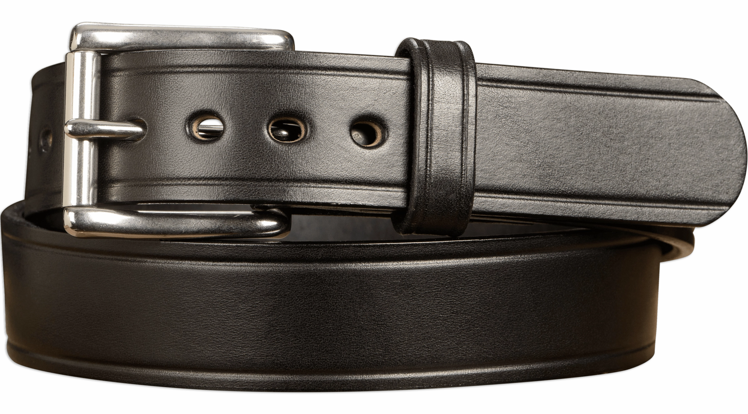 The Eastwood: Men's Black Creased Accent Leather Belt Max Thick 1.50"