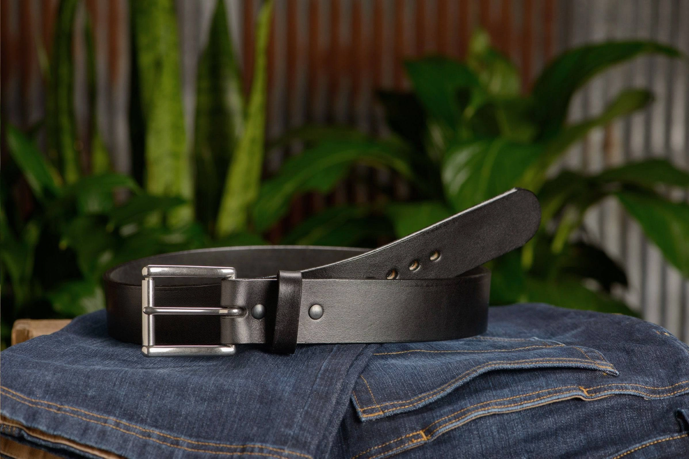 The Eastwood: Men's Black Non Stitched Leather Belt Max Thick 1.75" Extra Wide
