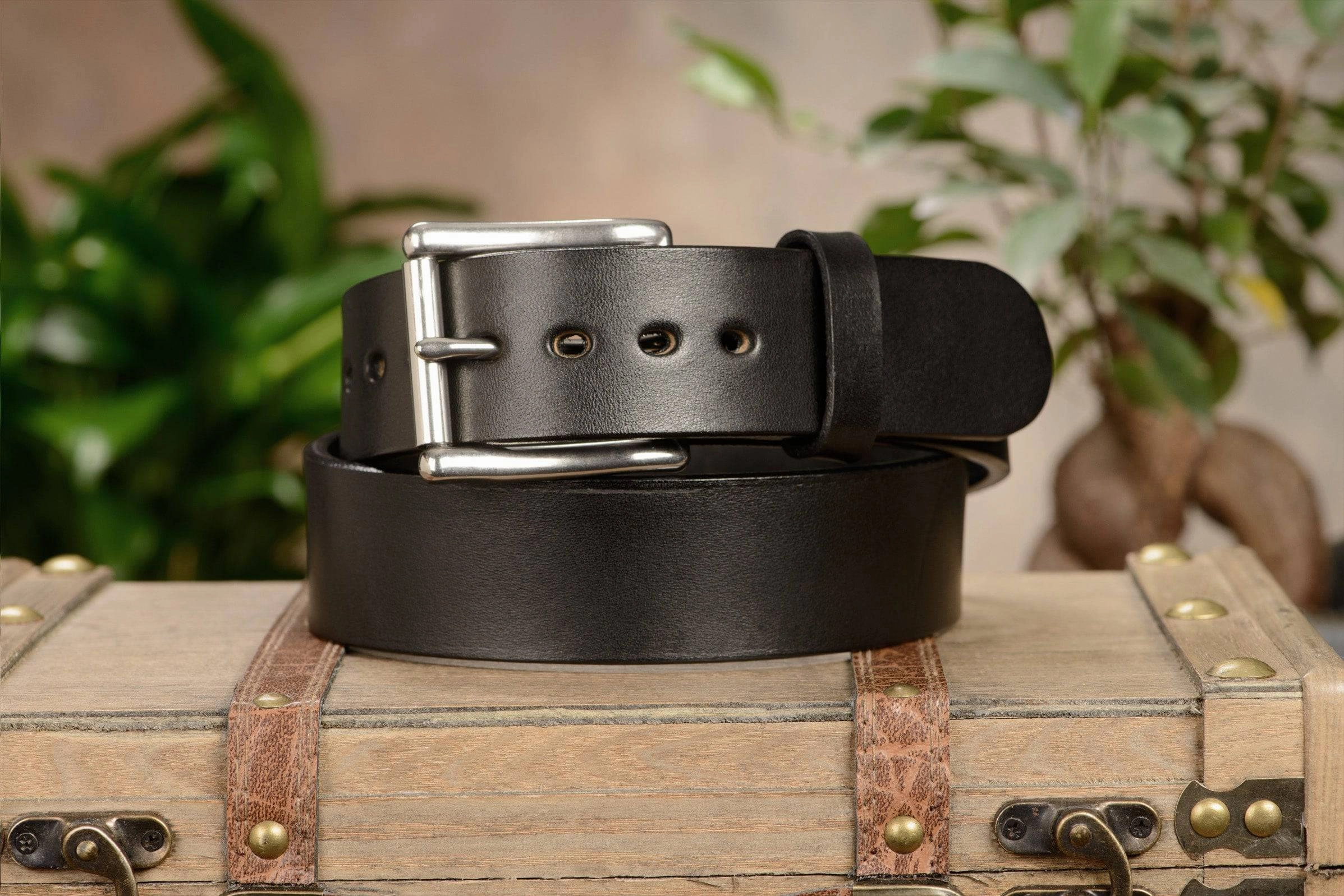 The Eastwood: Men's Black Non Stitched Leather Belt Max Thick 1.75" Extra Wide