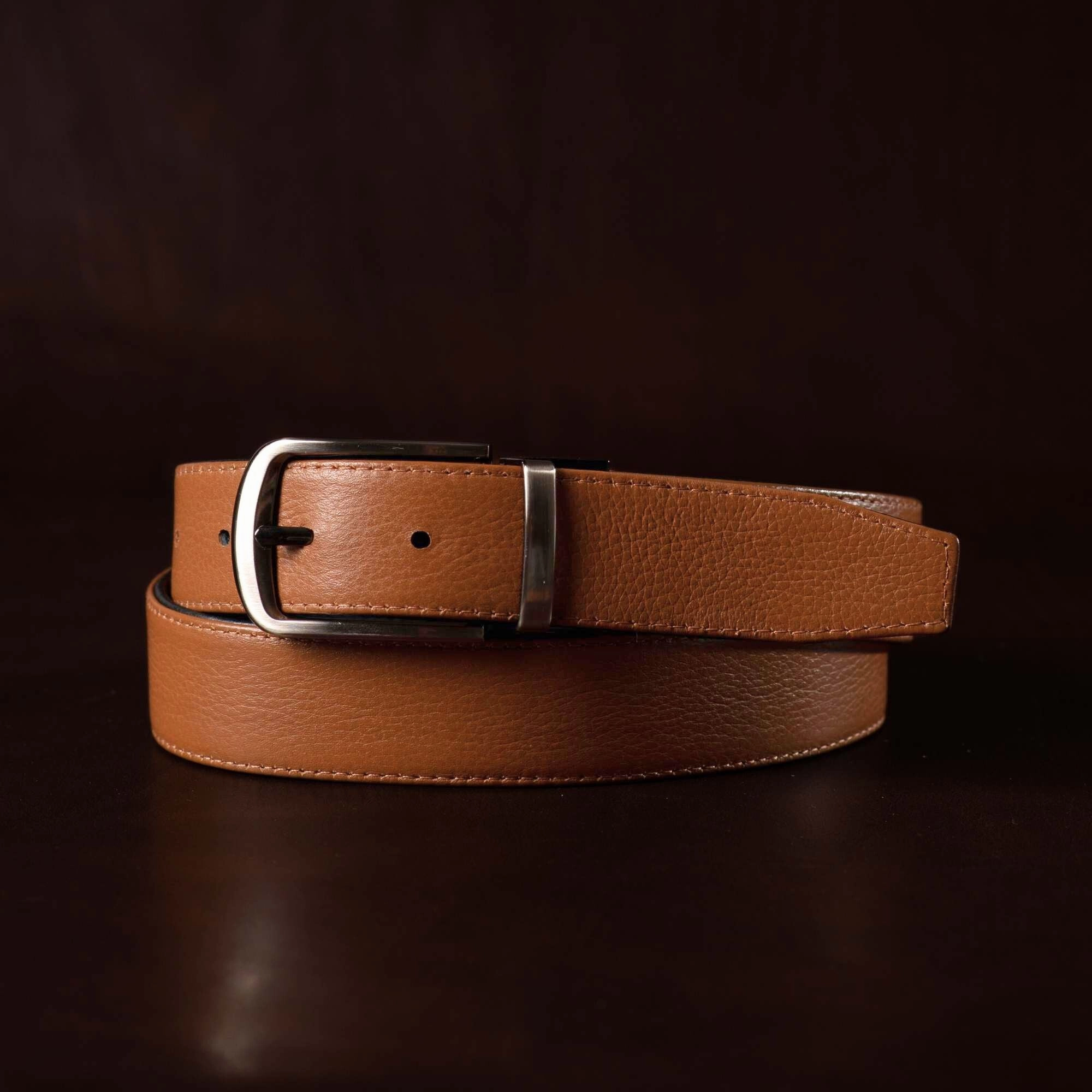 The Harvey Dent Belt - Reversible Stitched Full-Grain Pebbled Leather Belt