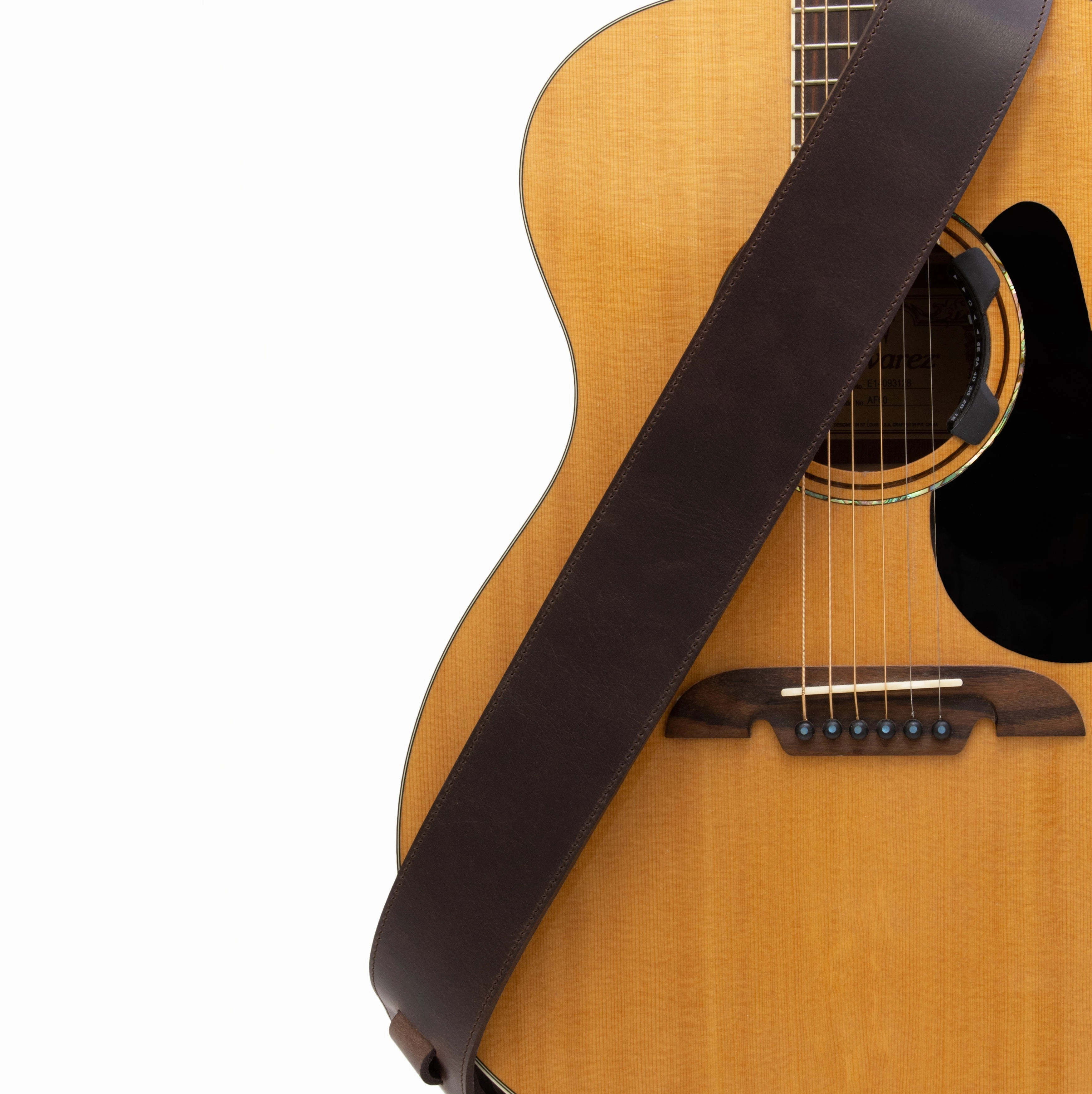 The Legend - Spotted Cognac Heavyweight Smooth Full Grain Leather Guitar Strap