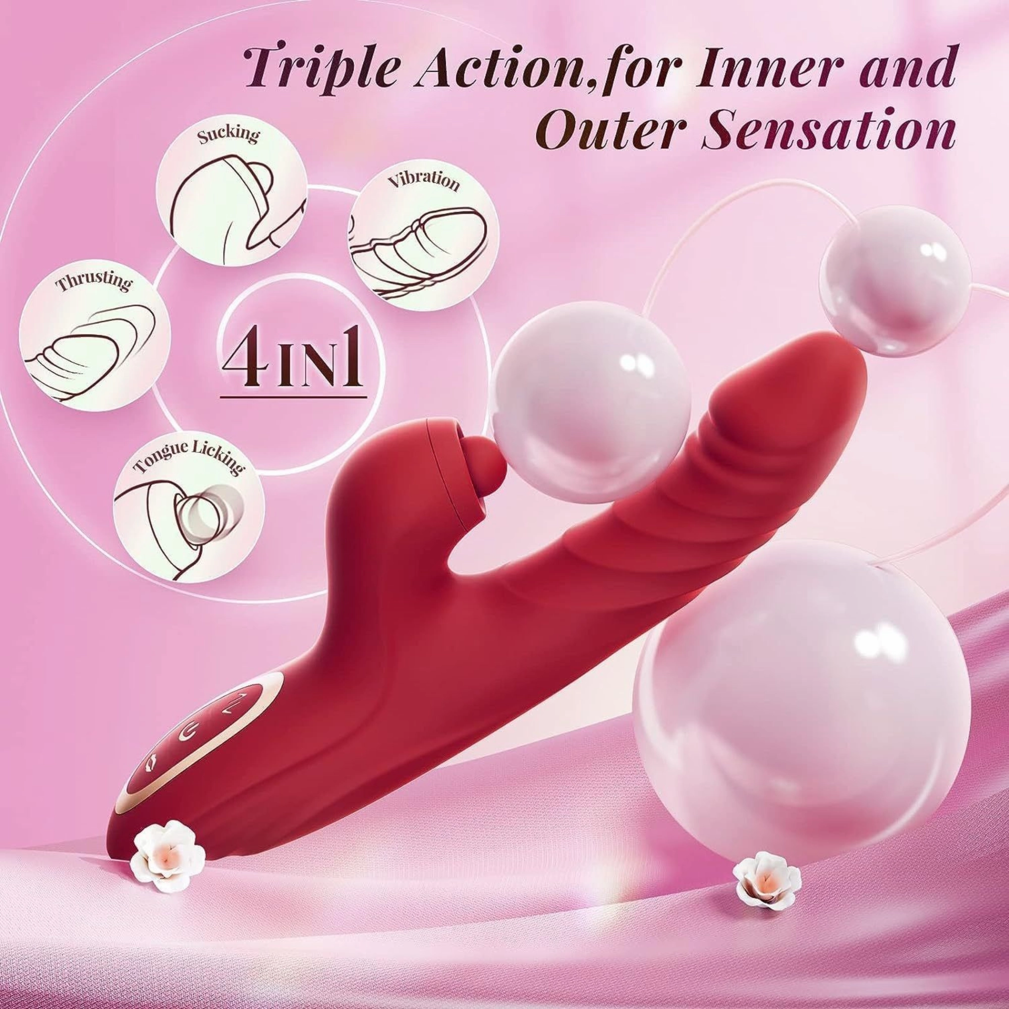 Thrusting Ribbed Rabbit Vibe with Clitoral Nub