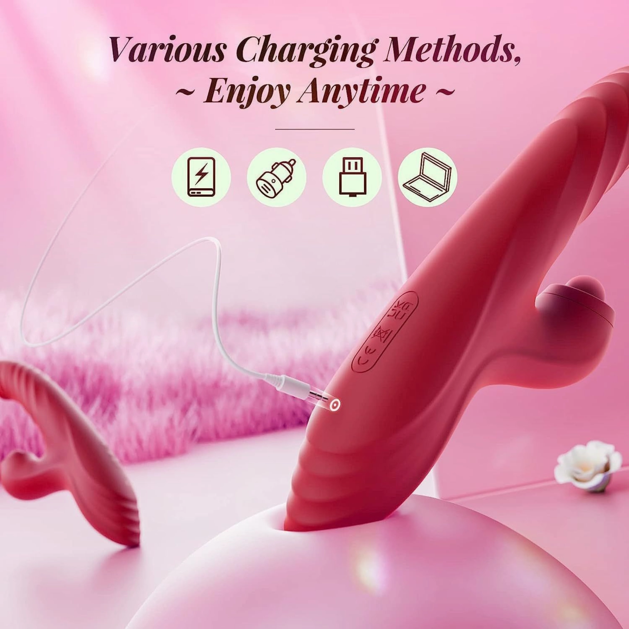 Thrusting Ribbed Rabbit Vibe with Clitoral Nub