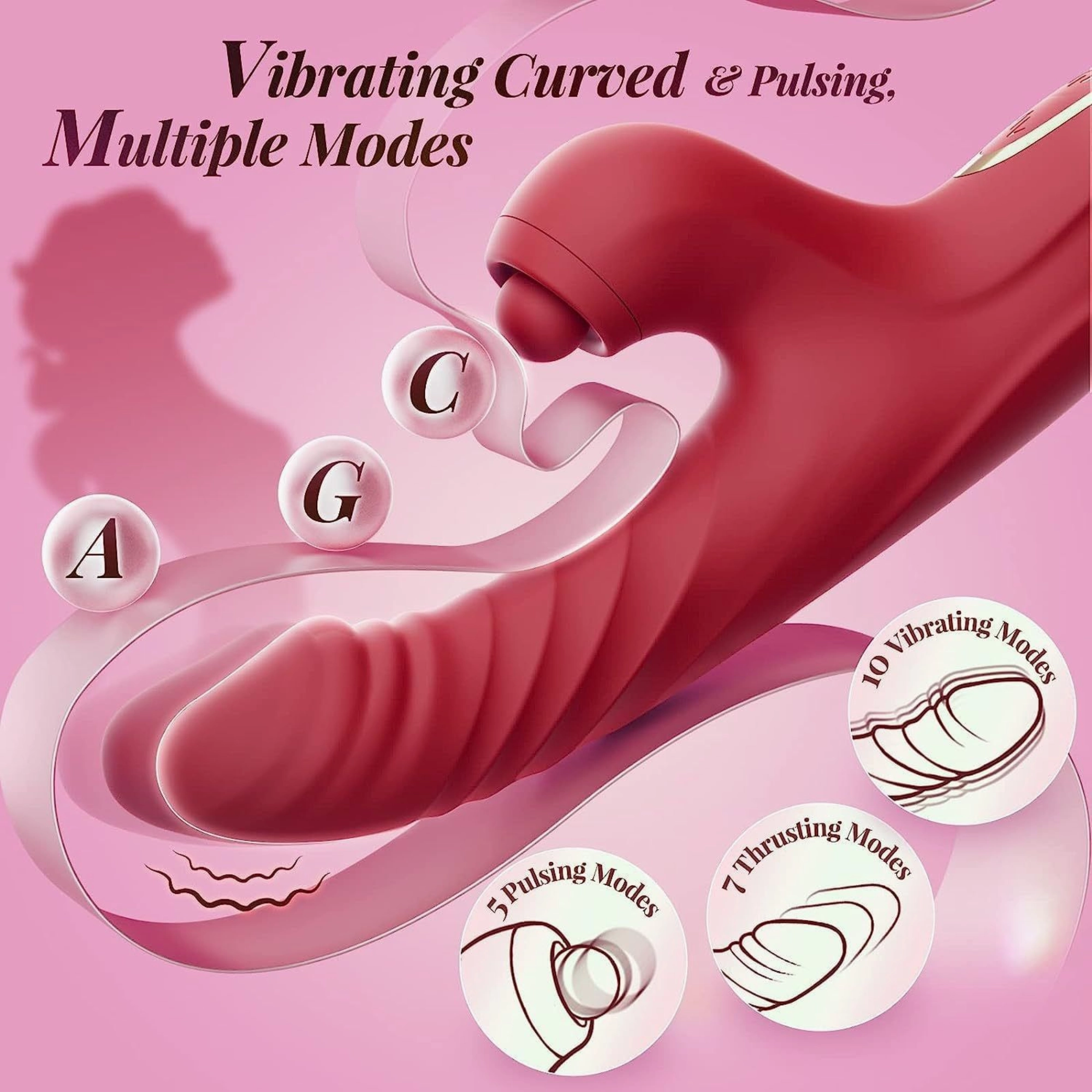 Thrusting Ribbed Rabbit Vibe with Clitoral Nub
