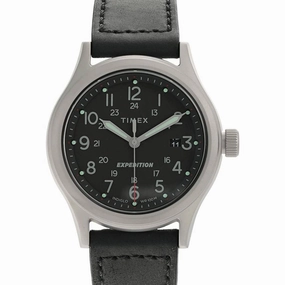 Timex Men's Watch - Expedition Sierra Black Dial Black Leather Strap | TW2V07400VQ