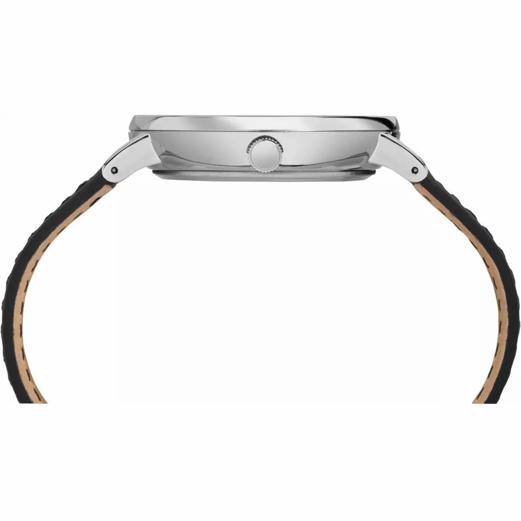 Timex Men's Watch - Main Street Steel Case Black Dial Leather Strap | TW2R29000