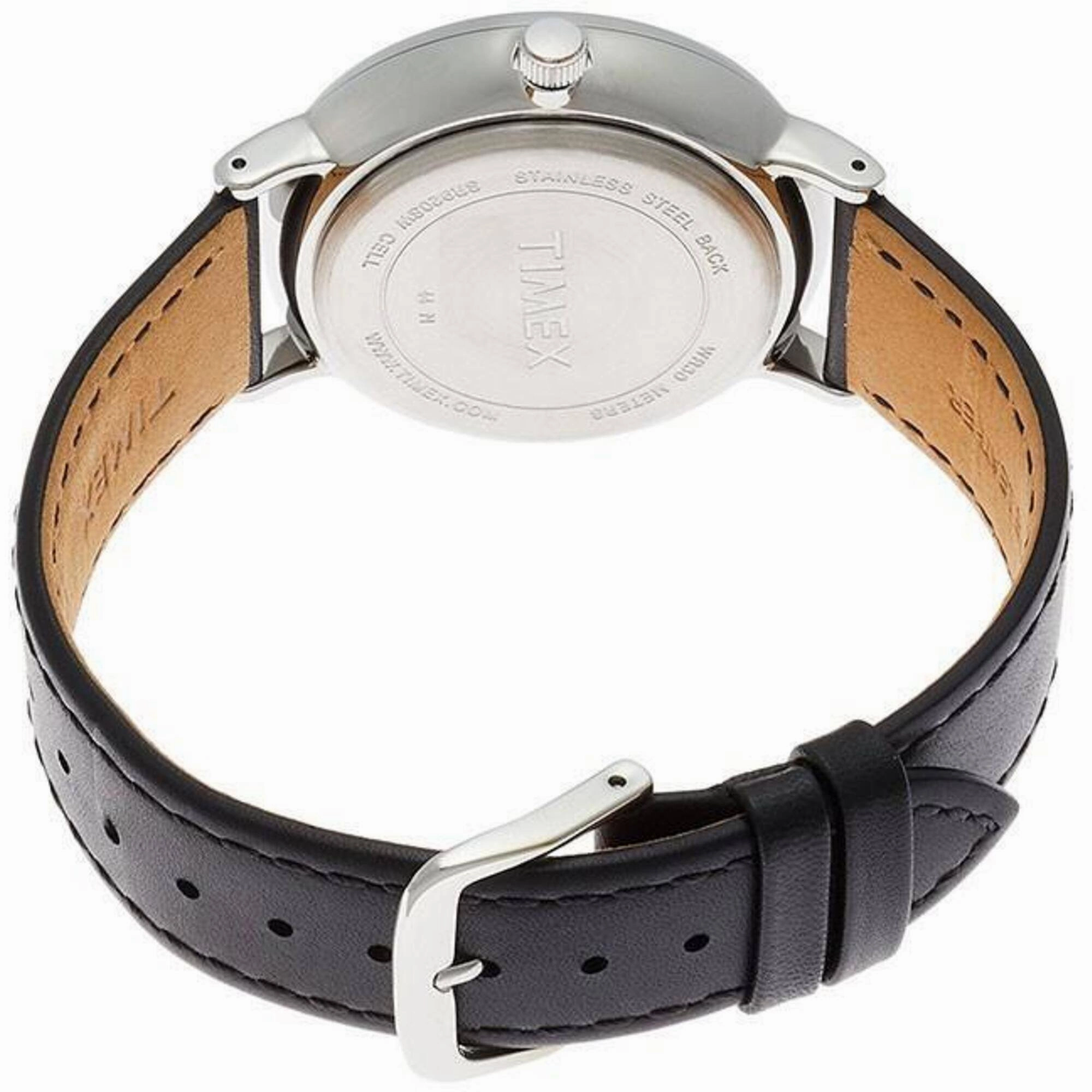 Timex Men's Watch - Main Street Steel Case Black Dial Leather Strap | TW2R29000