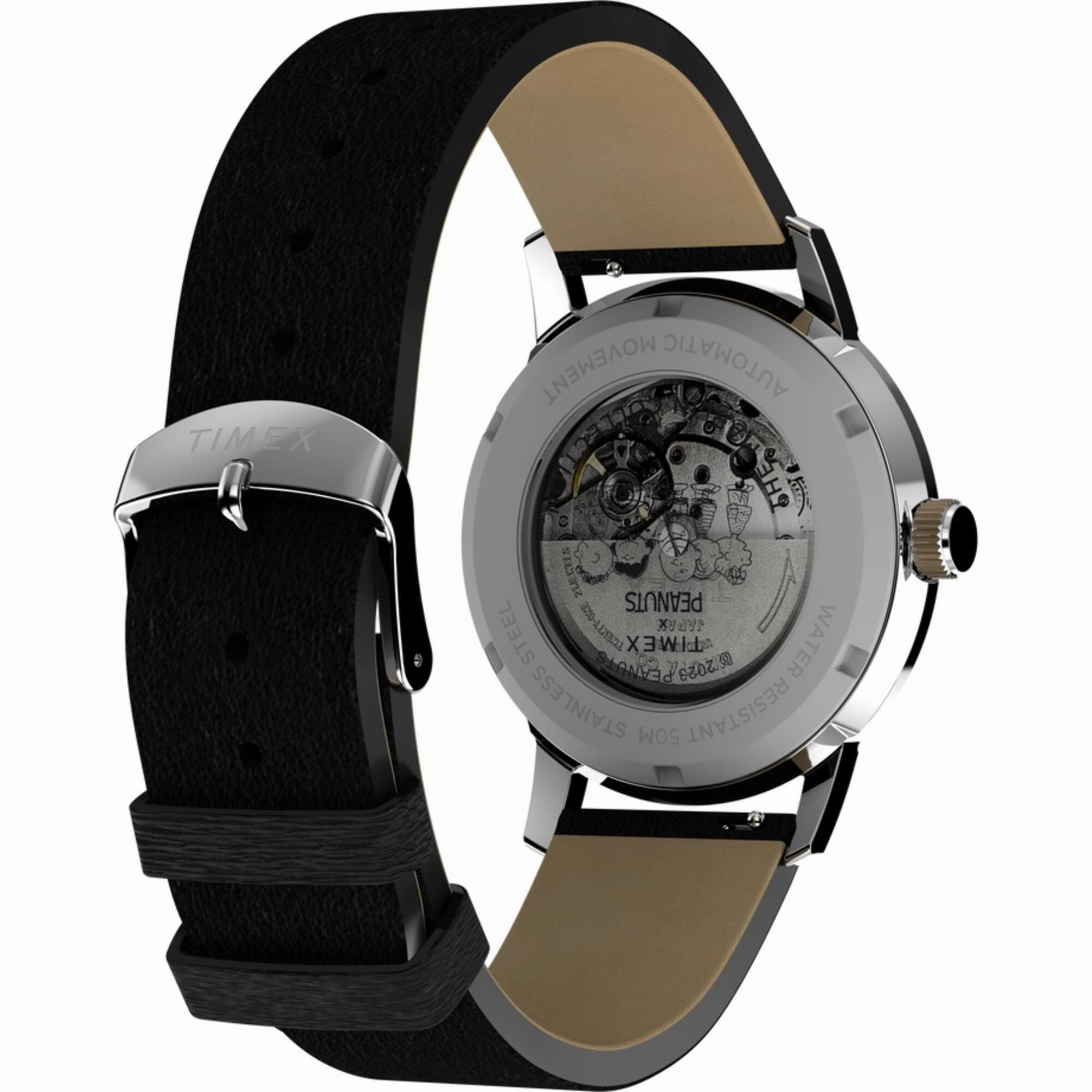 Timex Men's Watch - Marlin Automatic Silver Dial Black Leather Strap | TW2W19000ZV