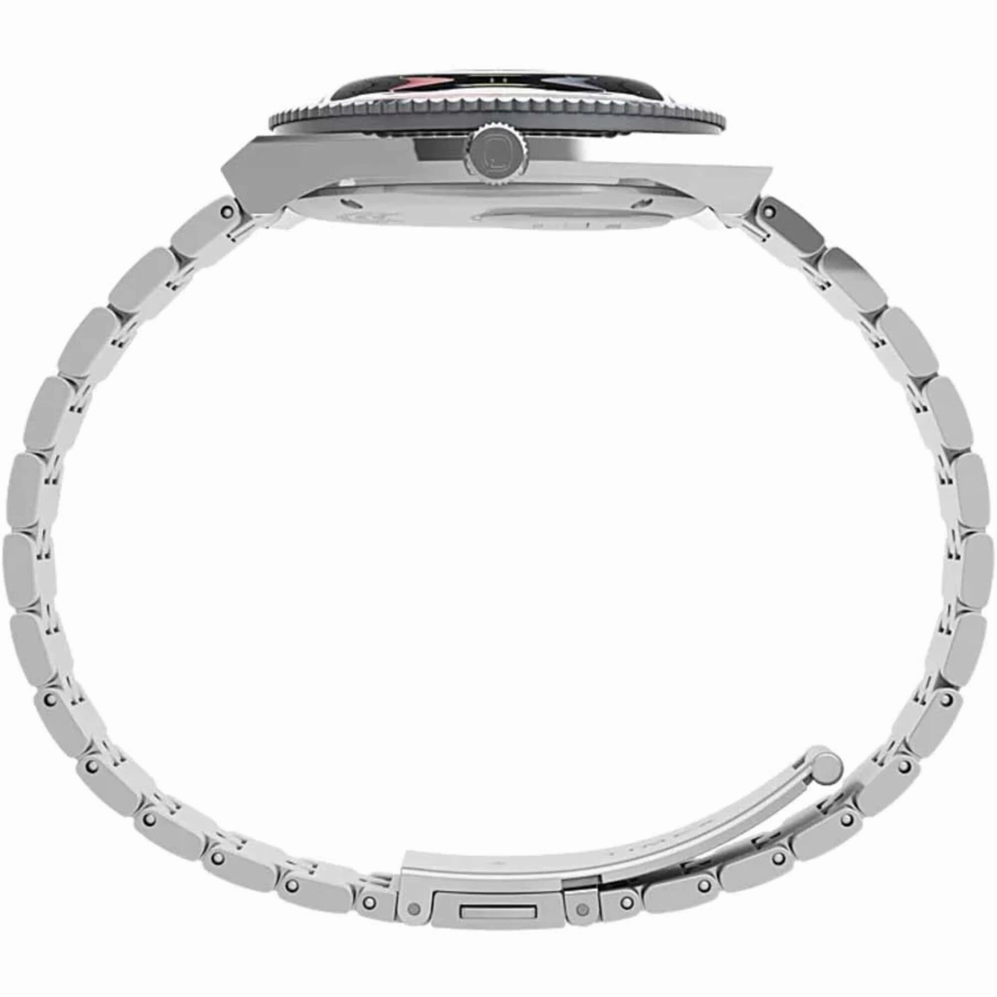 Timex Men's Watch - Q Quartz Date Black Dial Silver Tone Steel Bracelet TW2V38100